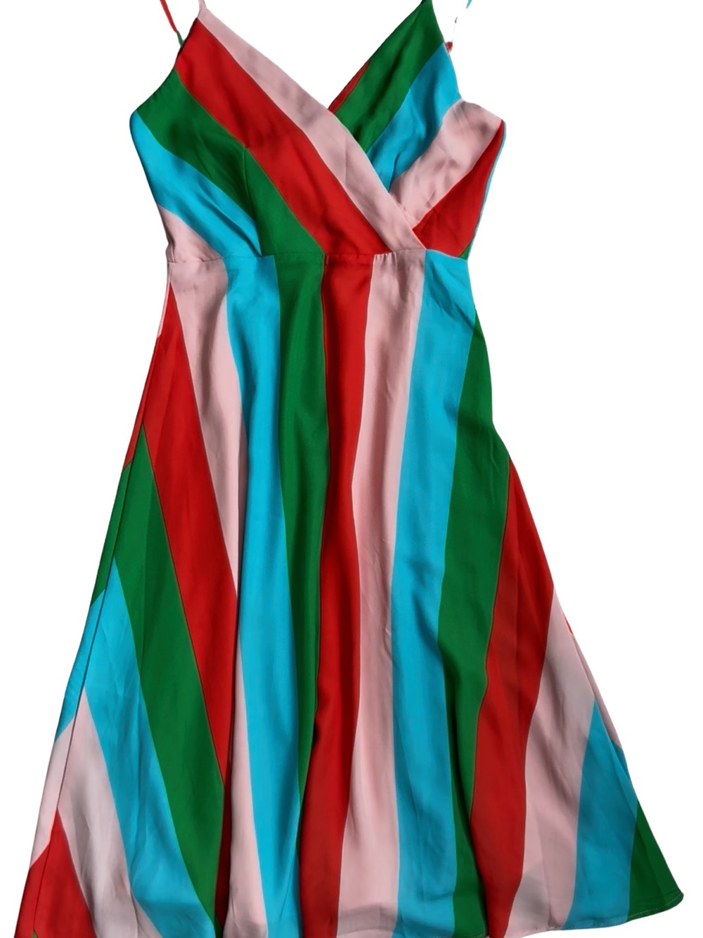 Lulus Vivacious Veronica Multi Green Pink Stripe tie back knot midi dress - Picture 3 of 10